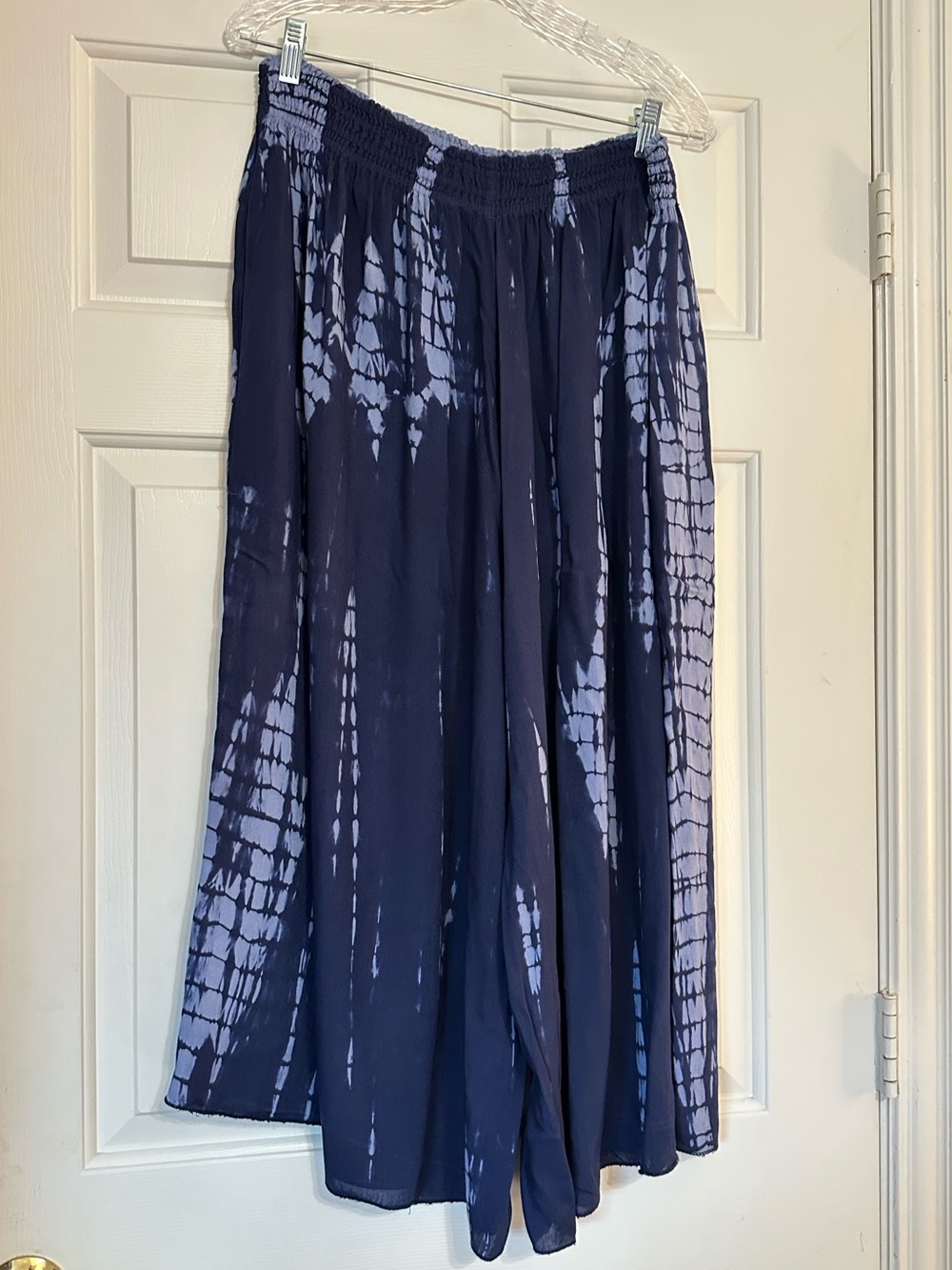 Boho Me Navy Tie Dye Wide Leg Culotte Pants Size M Boho Resort Beach - Picture 3 of 10